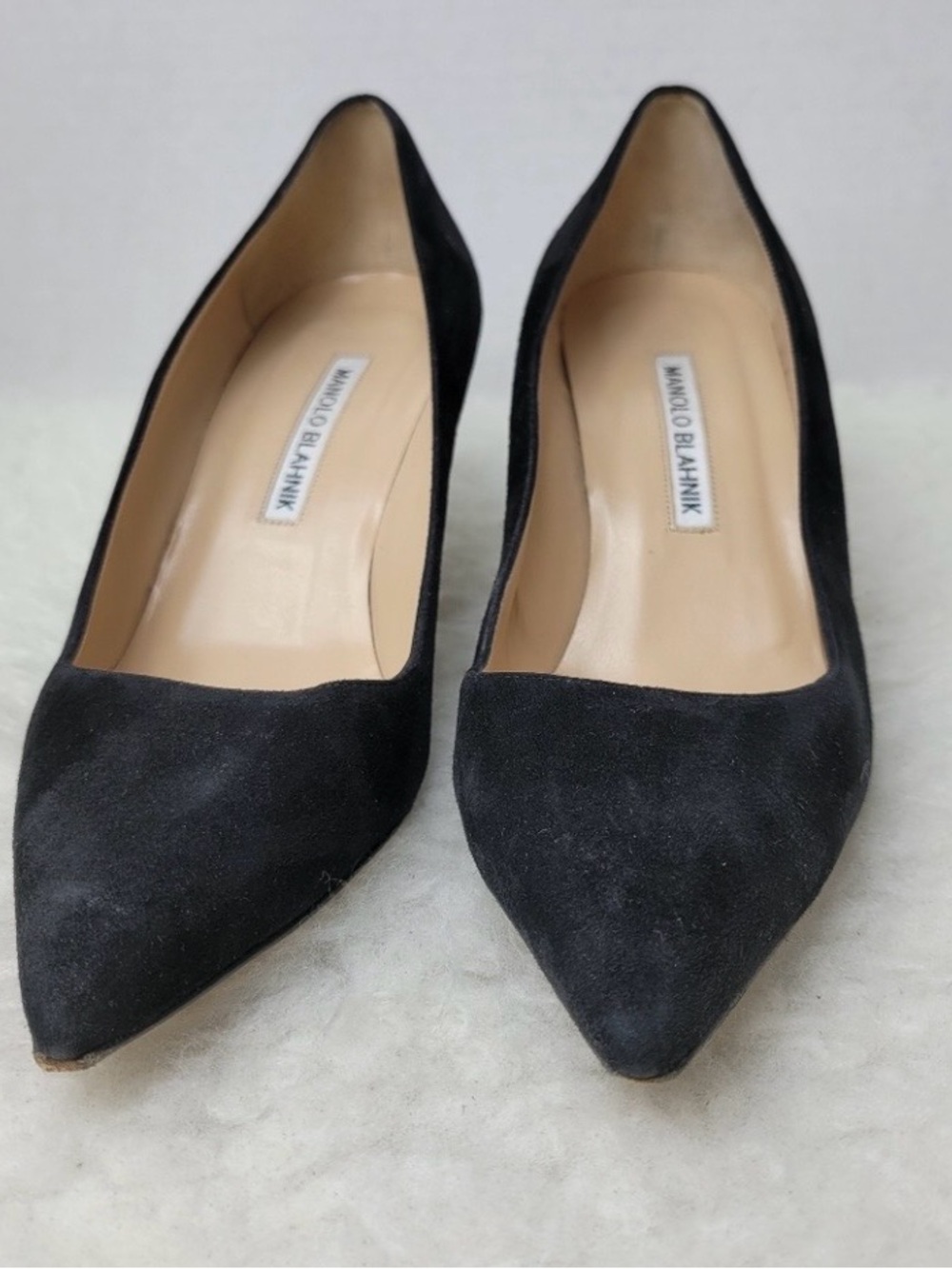 Manolo Blahnik Black Suede Pointed Pumps